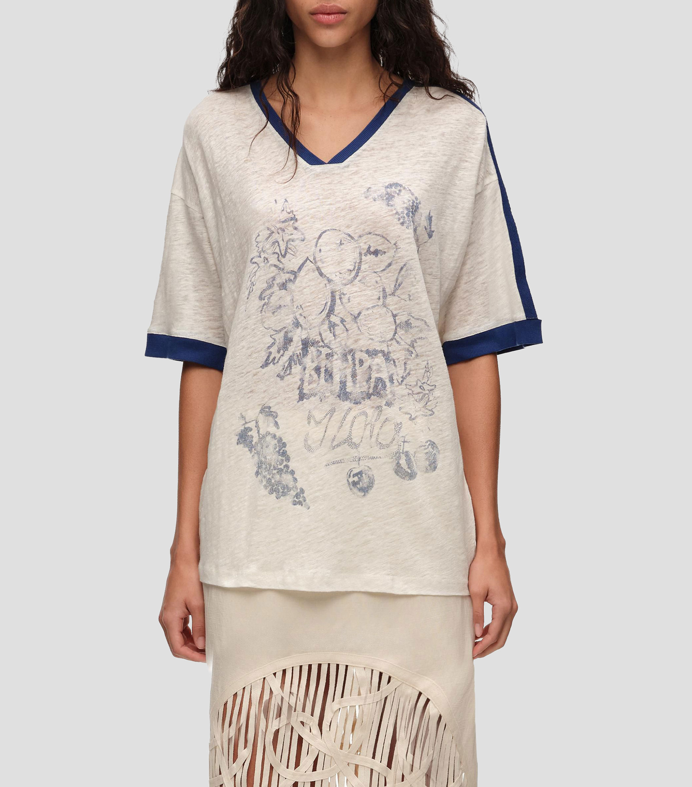 Playera logo frutas lino lavado Mujer